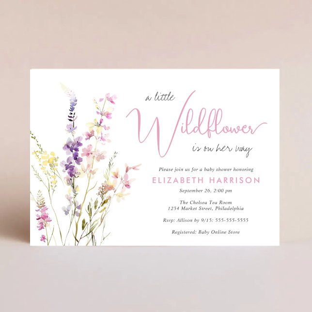 Invitation Boho Wildflower Watercolor Baby Girl Shower (Boho Wildflower Watercolor Baby Girl Shower Invitation)