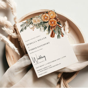 Invitation Boho Winter agrumes cannelle orange Mariage
