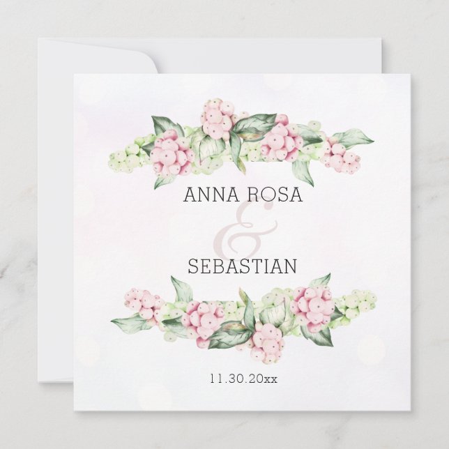 Invitation *~* Boho Winter Berry AR12 QR RSVP Mariage (Devant)