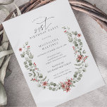 Invitation Boho Winter Greenery Red Floral 21e anniversaire<br><div class="desc">Aquarelle vert sauge moderne Le cadre botanique boho est agrémenté de petites fleurs de poinsettia et de baies rouges.</div>