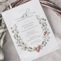 Boho Winter Greenery Red Floral 60e anniversaire