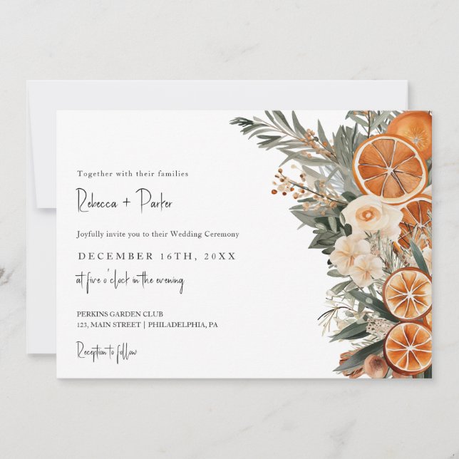 Invitation Boho Winter Wedding Qr code RSVP horizontal (Devant)