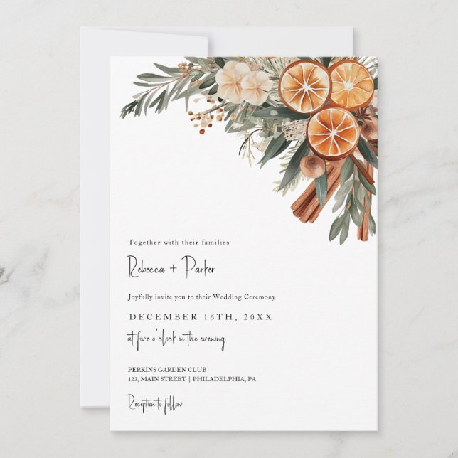 Invitation Boho Winter Wedding Qr code RSVP tout en un (Devant)