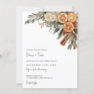 Invitation Boho Winter Wedding Qr code RSVP tout en un