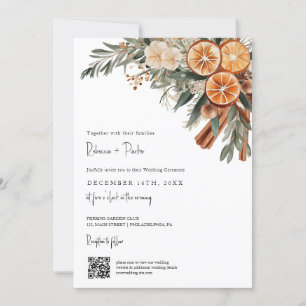 Invitation Boho Winter Wedding Qr code RSVP tout en un
