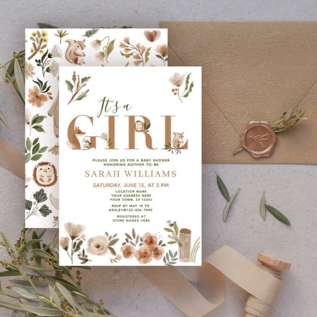 Invitation Boho Woodland Animals C'est un Baby shower de fill (Créateur téléchargé)