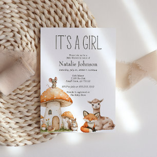 Invitation Boho Woodland Animaux Baby shower fille