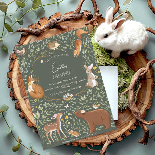Invitation Boho Woodland Animaux Forest Friends Baby shower