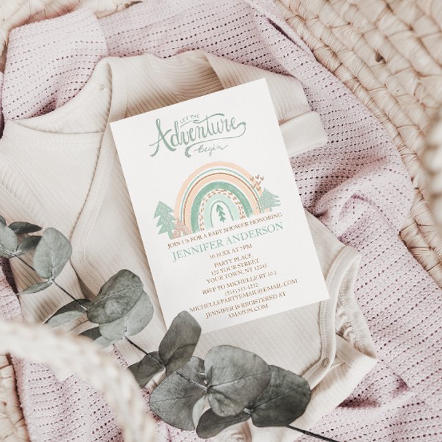 Invitation Boho Woodland arc-en-ciel Baby shower neutre du ge (Créateur téléchargé)