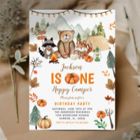 Boho Woodland Bonfire Citrouille Premier anniversa