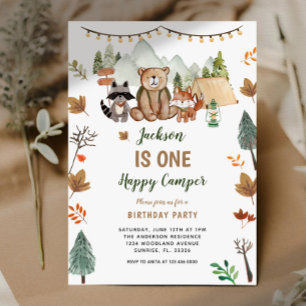 Invitation Boho Woodland Camper Premier anniversaire