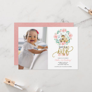 Invitation Boho Woodland Elle est une vraie sauvageonne Photo