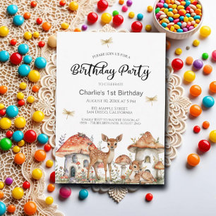 Invitation Boho Woodland Forest Animaux 1er anniversaire