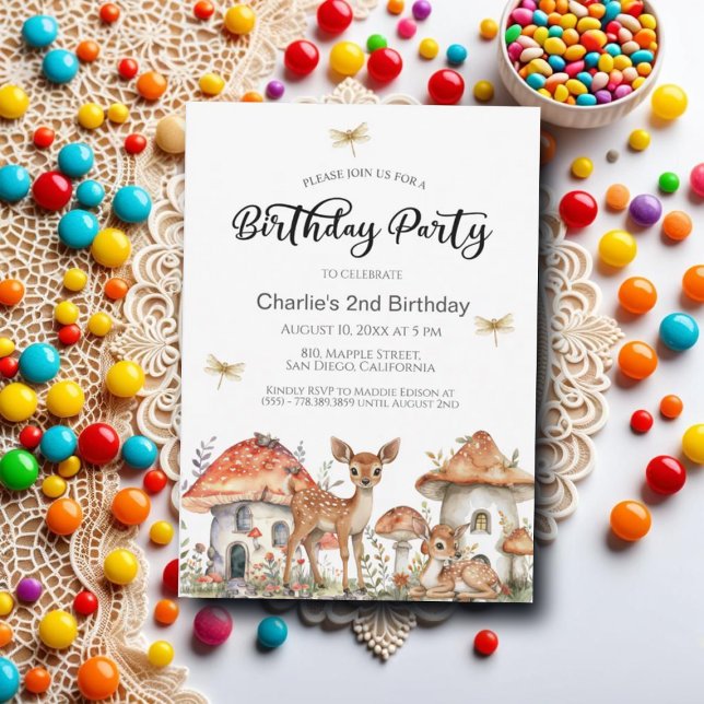 Invitation Boho Woodland Forest Animaux 2e fête d'anniversair (Créateur téléchargé)
