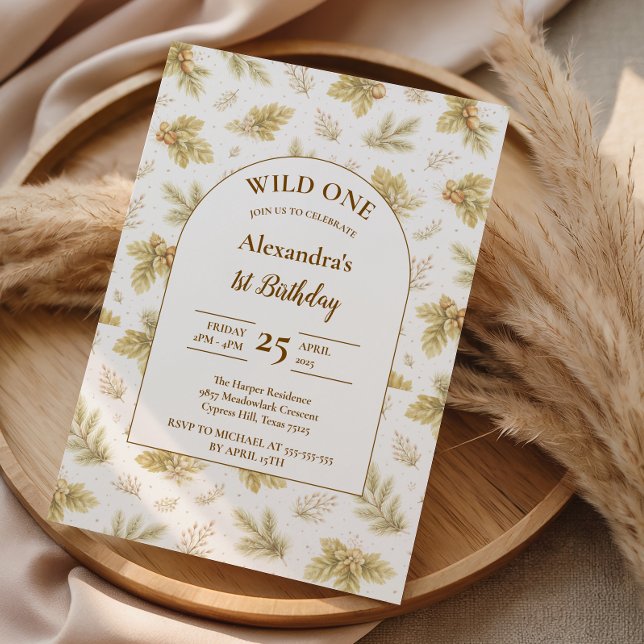 Invitation Boho Woodland Wild One Birthday (Créateur téléchargé)