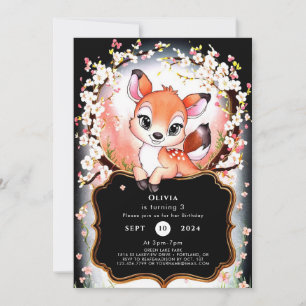 Invitation Boho Woods Fawn Anniversaire