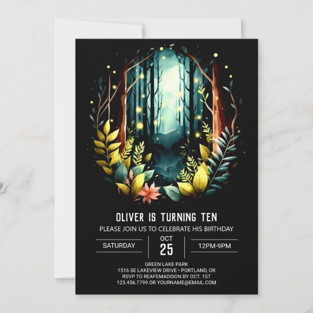 Invitation Boho Woods Printable Woodland Anniversaire (Devant)