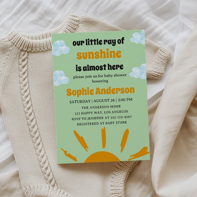Invitation Boho Yellow Little Ray Of Sunshine Baby Shower (Créateur téléchargé)