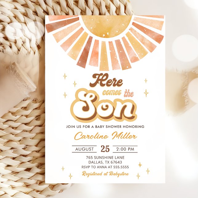 Invitation Boho Yellow Little Sunshine Baby shower (Créateur téléchargé)