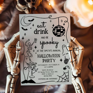 Invitation Boire à manger et Cocktail Éffrayant Fête d'Hallow