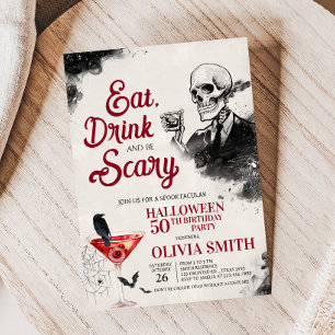 Invitation Boire à manger et effrayer Halloween fête d'annive