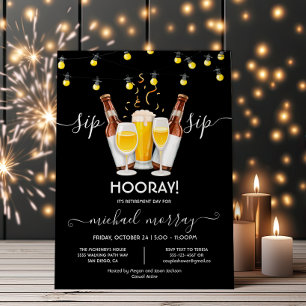 Invitation Boire de la bière et du vin Fête de retraite Sip S