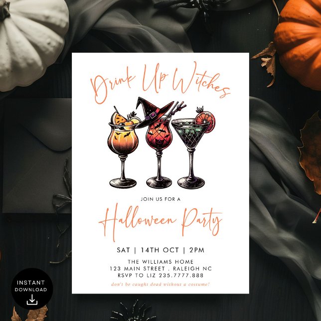 Invitation Boire des sorcières Cocktails Adulte Halloween Par (Créateur téléchargé)