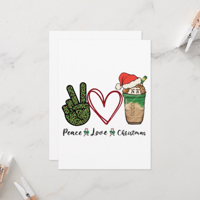 Invitation Boire du café de Noël amour paix (Devant/Arrière en situation)