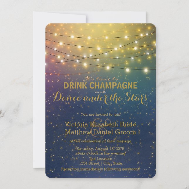 Invitation Boire du Champagne Danse sous les Étoiles Mariage (Devant)