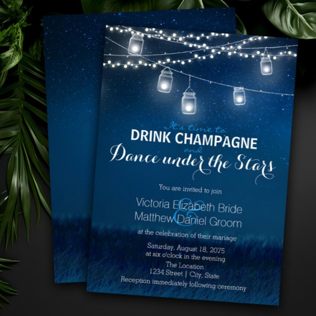 Invitation Boire du Champagne Danser sous les Étoiles Pot en  (Créateur téléchargé)