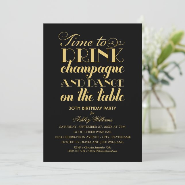 Invitation Boire du Champagne Danser sur l'Or Noir (Debout devant)