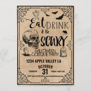 Invitation boire et être éffrayant halloween party