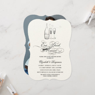 Invitation Boire et être marié Argent Champagne Mariage