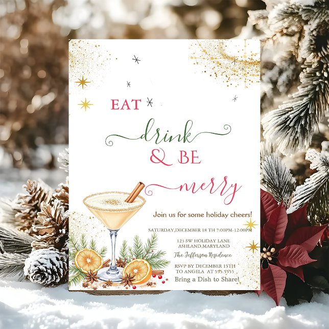 Invitation Boire Manger & être Joyeux Cocktail de vacances (Créateur téléchargé)