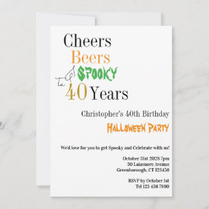 Invitation Boire pour un 40e anniversaire Halloween Fête effr