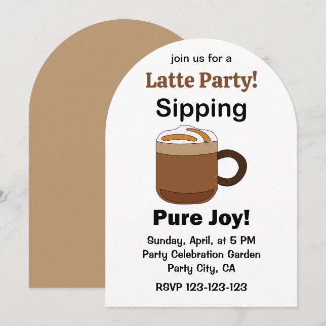 Invitation Boire un latte, un pur bonheur Soirée latte (Devant / Derrière)