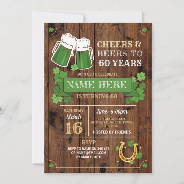 Invitation Boire une bière pour la Saint-Patrick Anniversaire (Devant)