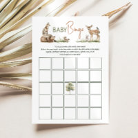Bois Animaux Baby shower Baby Bingo Card