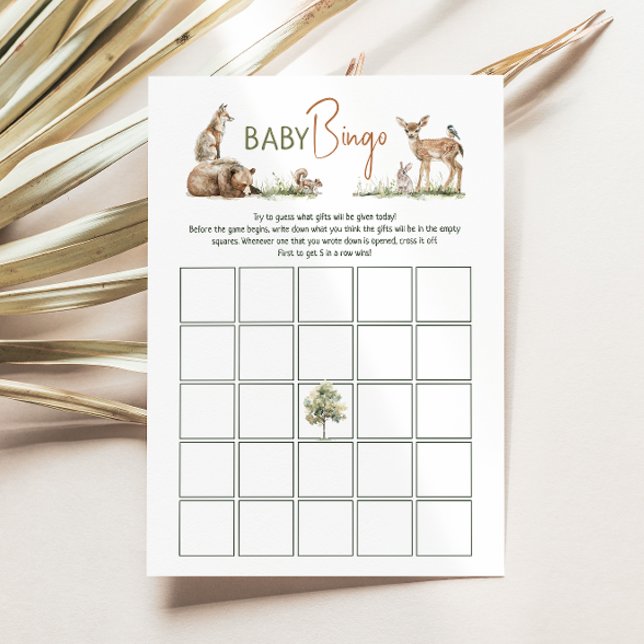 Invitation Bois Animaux Baby shower Baby Bingo Card (Créateur téléchargé)