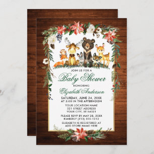 Invitation Bois Animaux Baby shower de vacances en bois