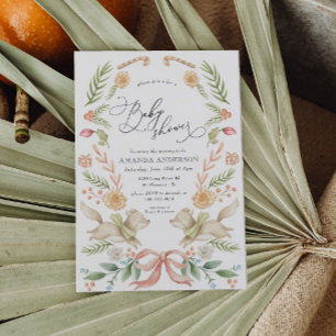 Invitation Bois Animaux Baby shower Floral de Noël