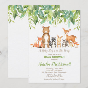 Invitation Bois Animaux Baby shower Forêt Garçon Neutre