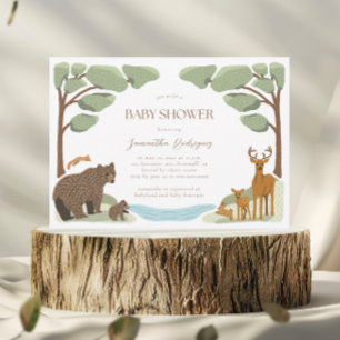 Invitation Bois Animaux Baby shower garçon