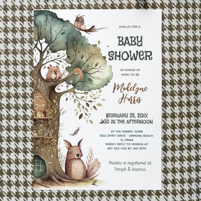 Invitation Bois Animaux Baby showers neutres selon le sexe (Créateur téléchargé)