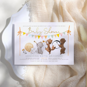 Invitation Bois Animaux Band Parade Baby shower mignon
