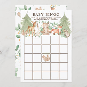 Invitation Bois Animaux BINGO Baby shower Jeu