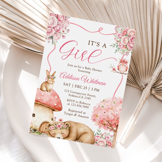 Invitation Bois Animaux Boho Girl Baby shower (Créateur téléchargé)