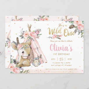 Invitation Bois Animaux Boho Tribal Wild Un 1er anniversaire