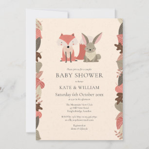 Invitation Bois Animaux Couples Baby shower / Saupoudrer