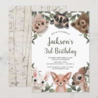 Bois animaux forêt amis garçon fête d'anniversaire
